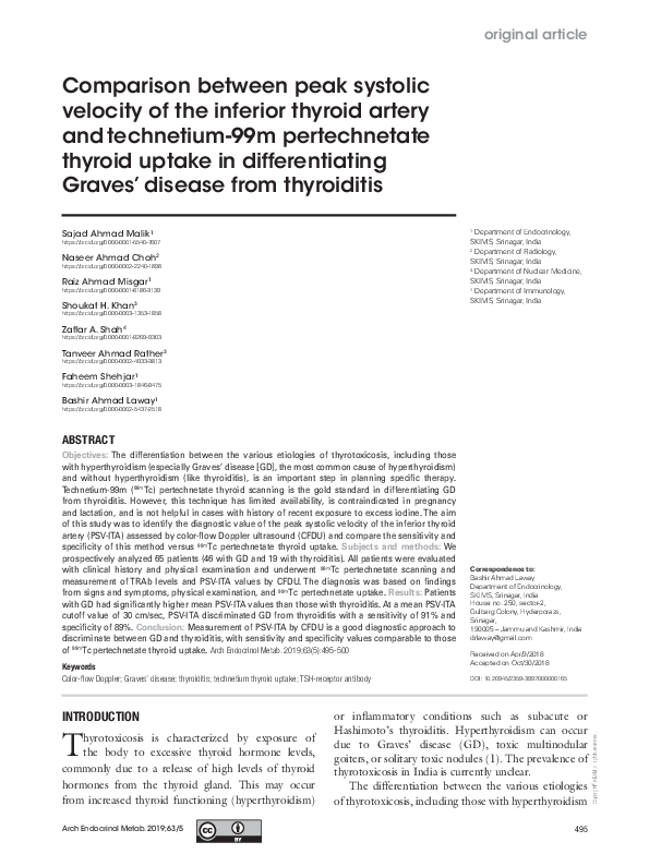 (PDF) Comparison between peak systolic velocity of the inferior thyroid ...
