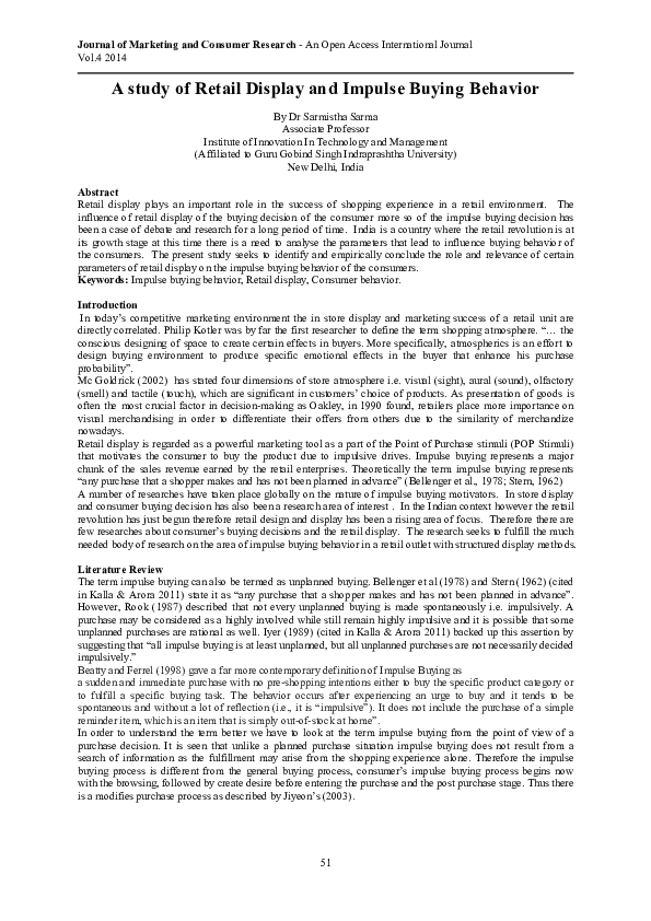 (PDF) A study of Retail Display and Impulse Buying Behavior