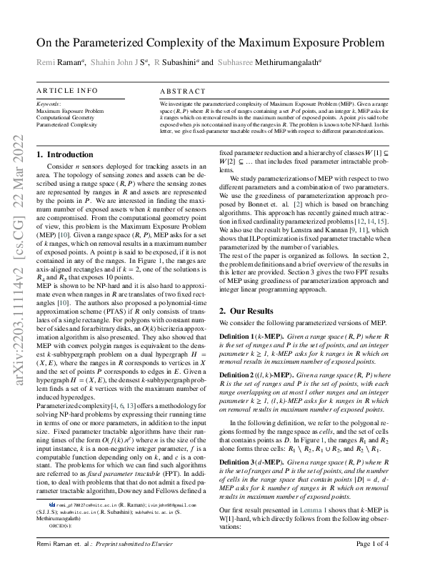 (PDF) On the parameterized complexity of the Maximum Exposure Problem
