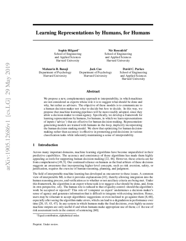(PDF) Learning Representations by Humans, for Humans | Kevin Castañeda ...