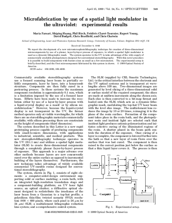 (PDF) Microfabrication by use of a spatial light modulator in the ...