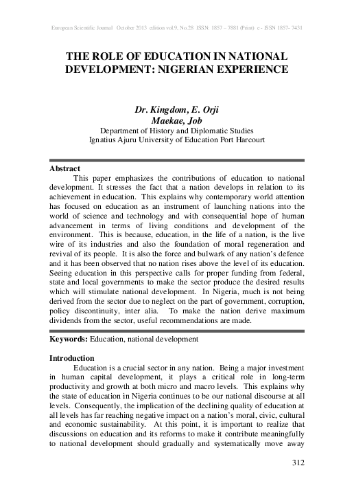 pdf-the-role-of-education-in-national-development-nigerian-experience