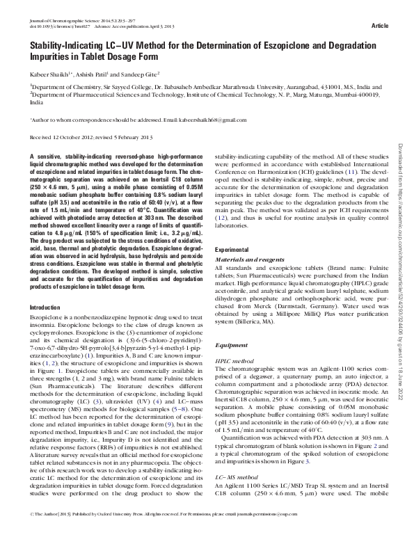 (PDF) Stability-Indicating LC-UV Method for the Determination of ...