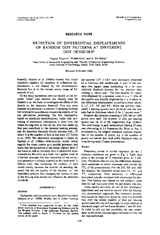 (PDF) Detection of differential displacements of random dot patterns at ...