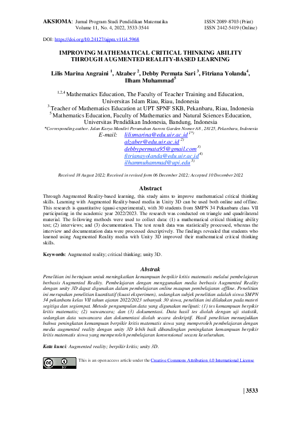 (PDF) Improving Mathematical Critical Thinking Ability Through ...