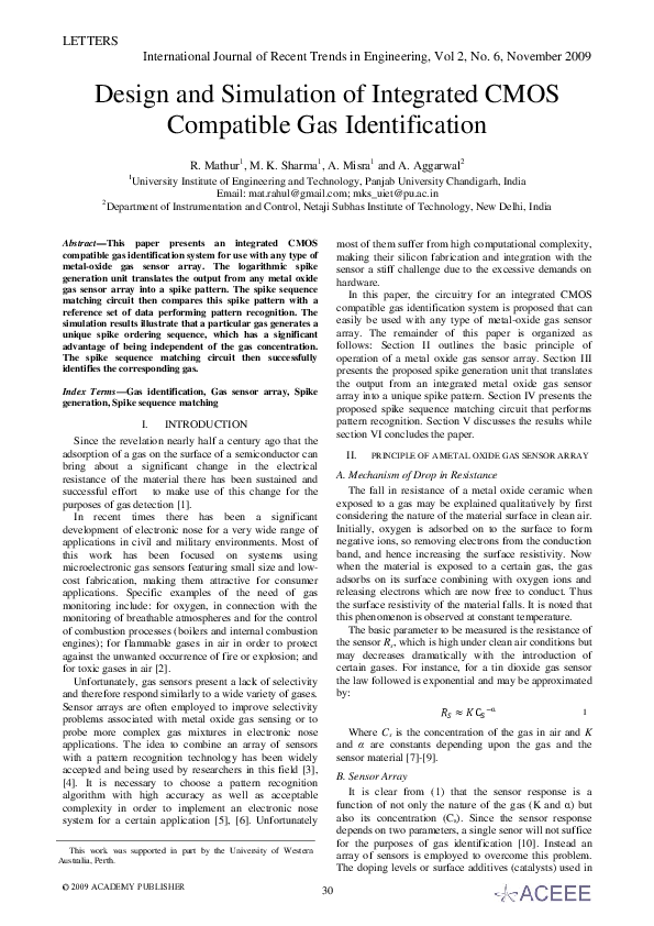 (PDF) Design and Simulation of Integrated CMOS Compatible Gas ...