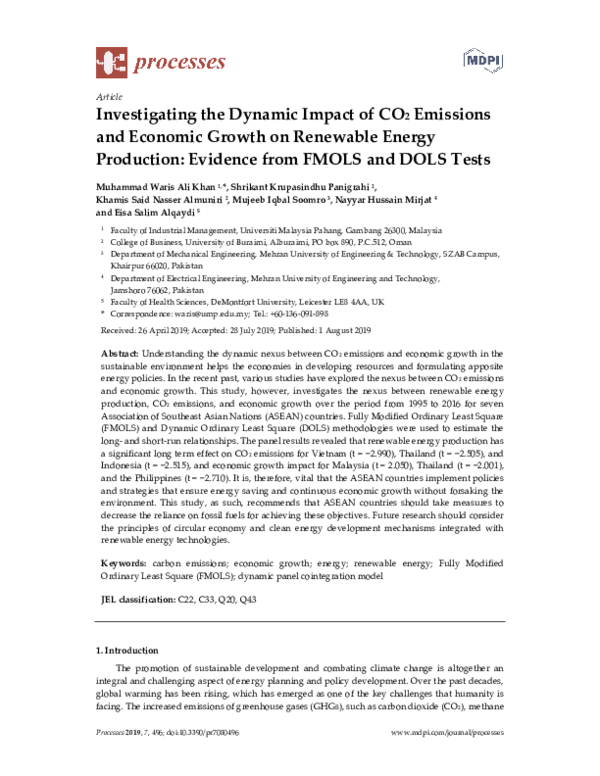 (PDF) Investigating the Dynamic Impact of CO2 Emissions and Economic ...