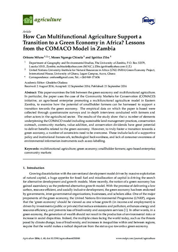 (PDF) How Can Multifunctional Agriculture Support a Transition to a ...