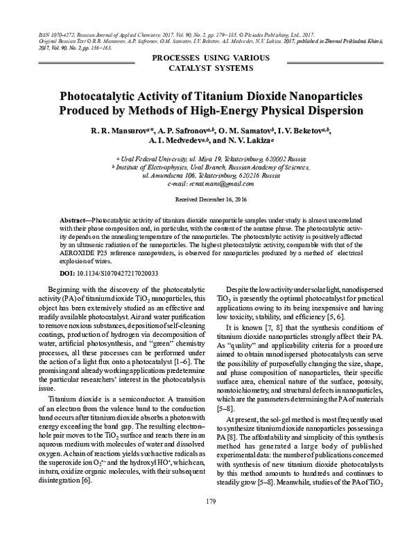 (PDF) Photocatalytic activity of titanium dioxide nanoparticle coatings ...
