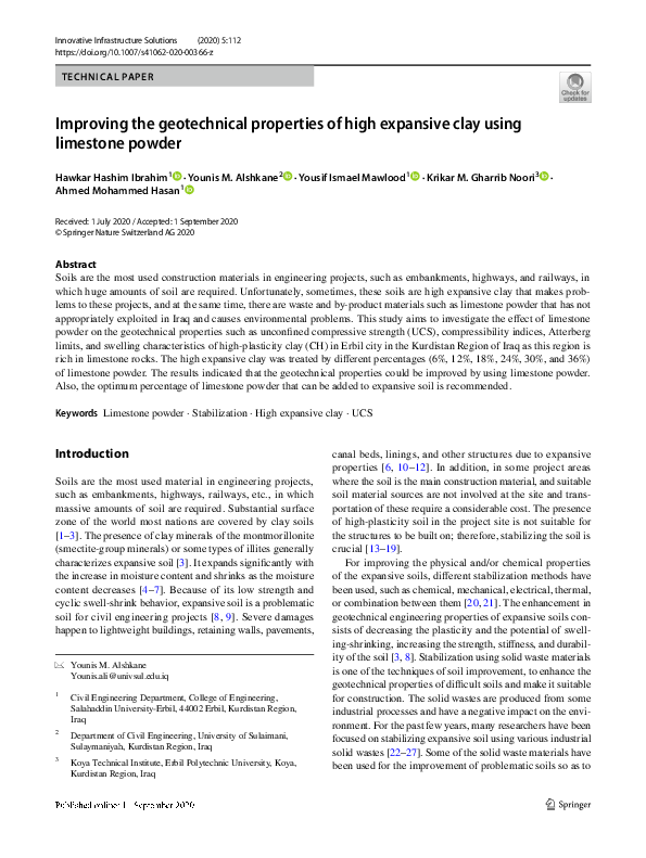 (PDF) Improving the geotechnical properties of high expansive clay ...