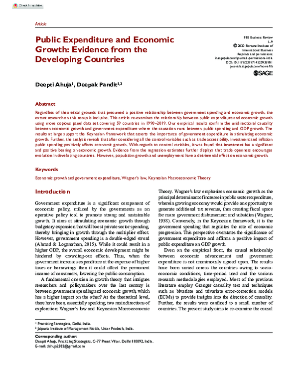 (PDF) Public Expenditure and Economic Growth: Evidence from the ...