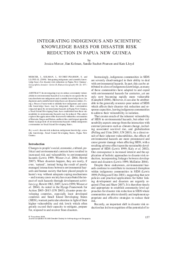 (PDF) Integrating indigenous and scientific knowledge bases for ...