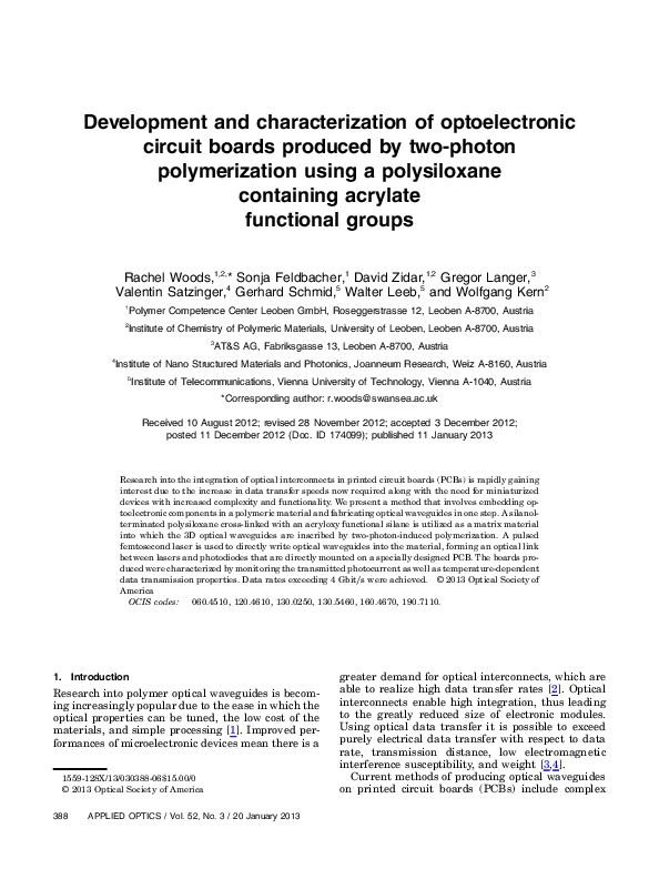 (PDF) Development and characterization of optoelectronic circuit boards ...