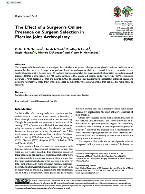 (PDF) The Effect of a Surgeon’s Online Presence on Surgeon Selection in ...