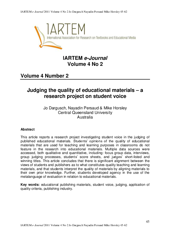 (PDF) Judging the quality of educational materials – a research project ...