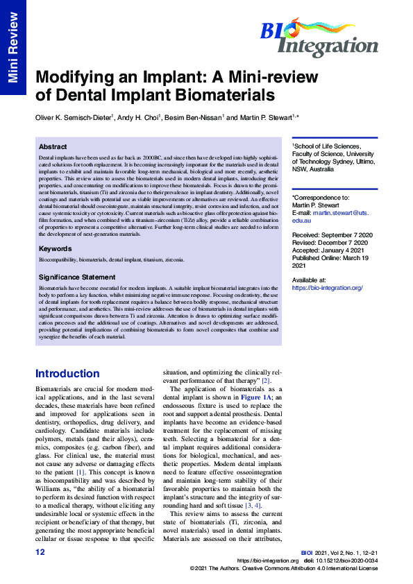(PDF) Modifying an Implant A Minireview of Dental Implant
