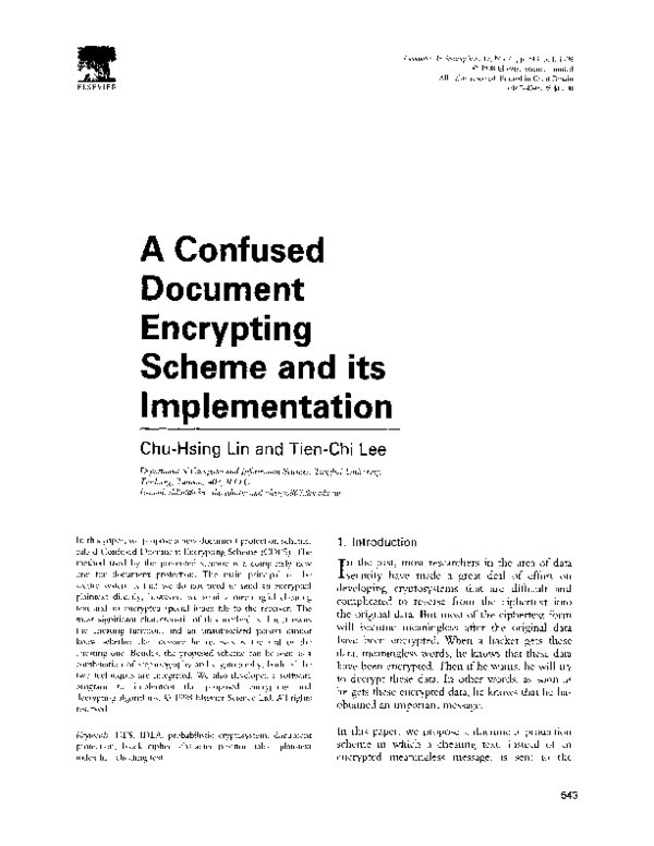 (PDF) A confused document encrypting scheme and its implementation