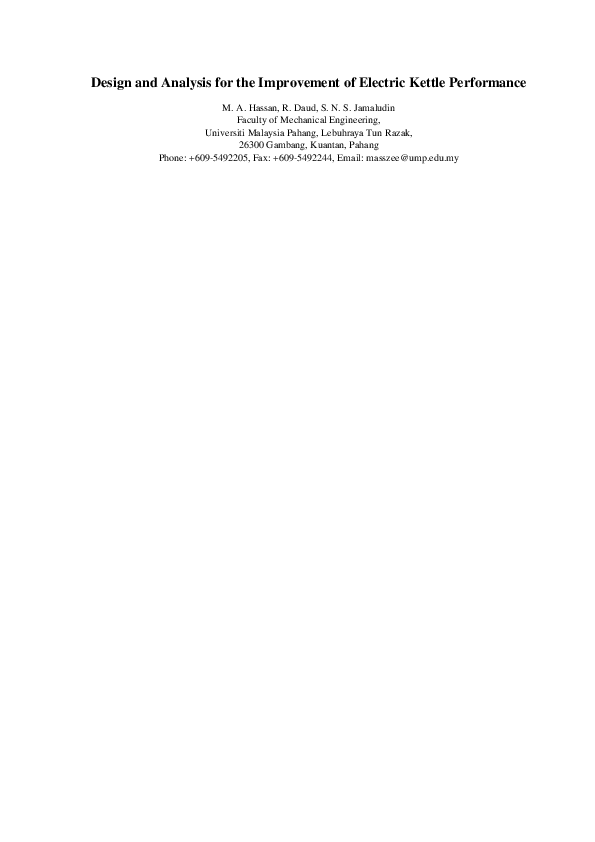 (PDF) Design and Analysis for the Improvement of Electric Kettle ...