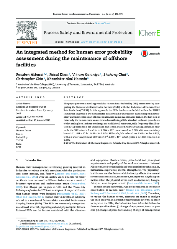 (PDF) An integrated method for human error probability assessment ...