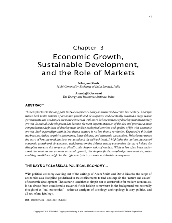 (PDF) Economic Growth, Sustainable Development, and the Role of Markets