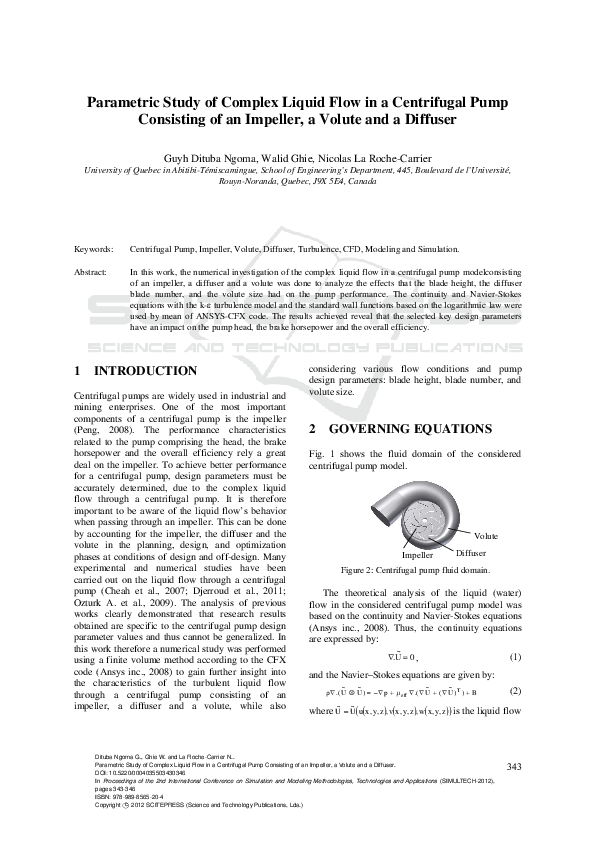 (PDF) Parametric Study of Complex Liquid Flow in a Centrifugal Pump ...