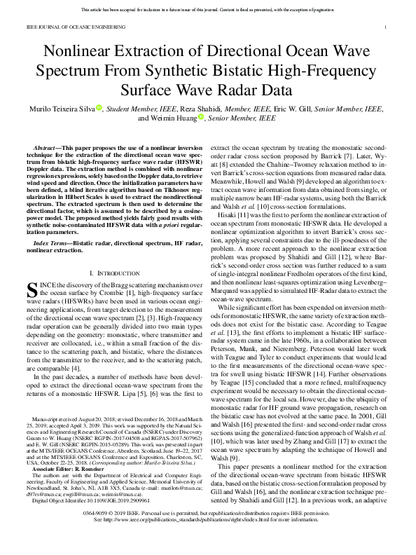 (PDF) Nonlinear Extraction of Directional Ocean Wave Spectrum From ...