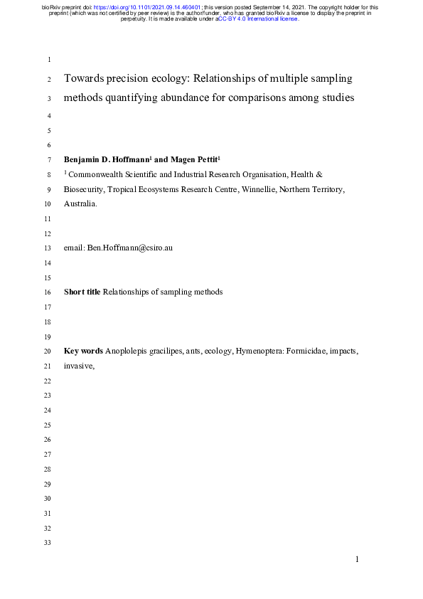 (PDF) Towards precision ecology: Relationships of multiple sampling ...