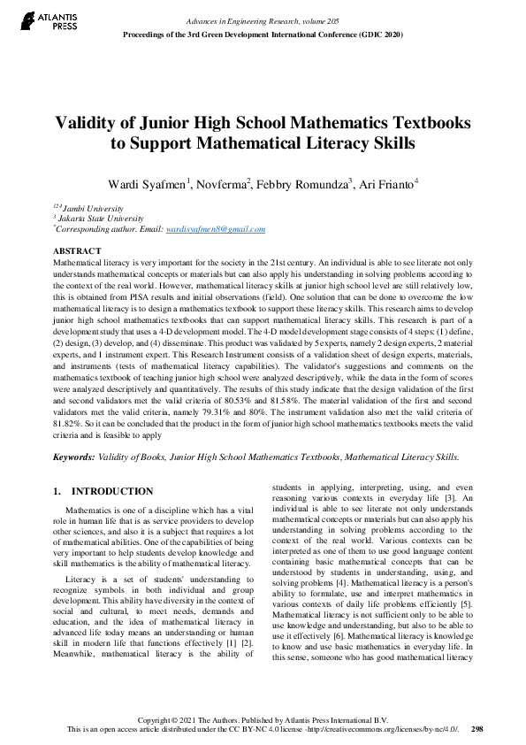 (PDF) Validity of Junior High School Mathematics Textbooks to Support ...