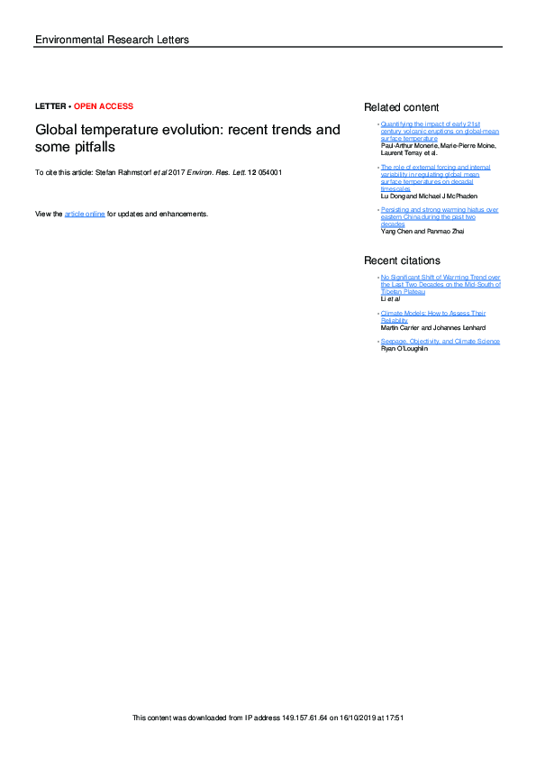Global temperature evolution: recent trends and some pitfalls