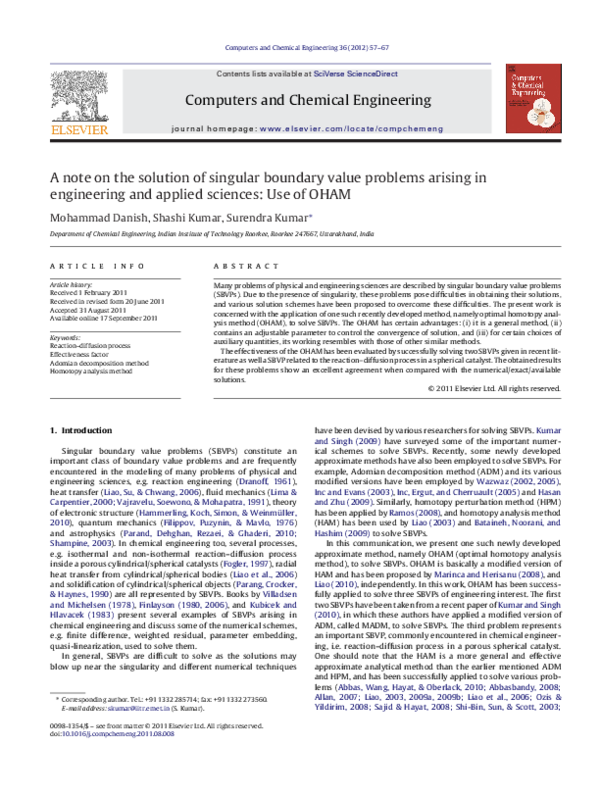 (PDF) A note on the solution of singular boundary value problems ...