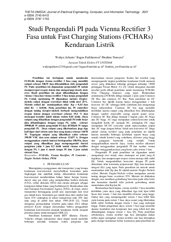 (PDF) Studi Pengendali PI pada Vienna Rectifier 3 Fasa untuk Fast ...