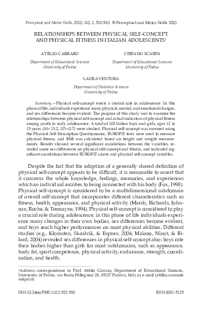 (PDF) Relationships between Physical Self-Concept and Physical Fitness ...