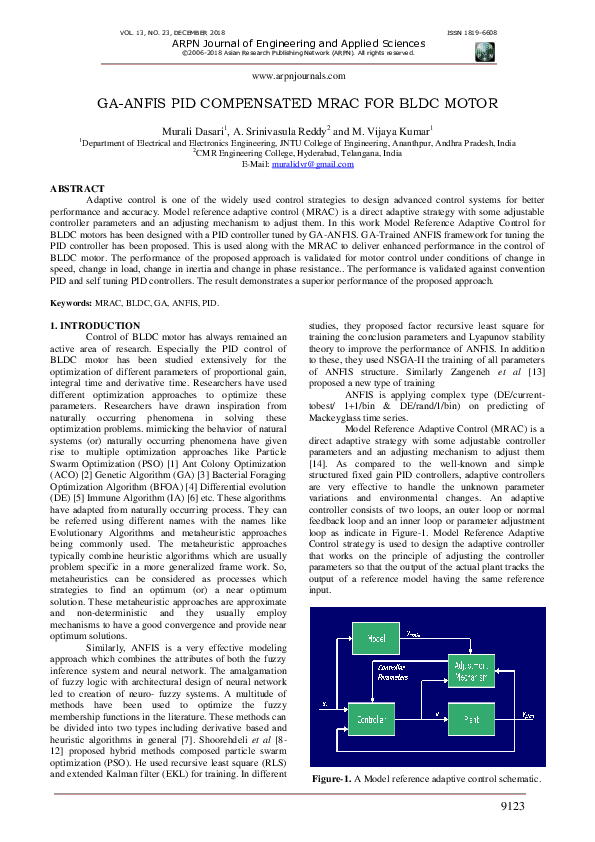 (PDF) Ga-Anfis Pid Compensated Mrac for BLDC Motor