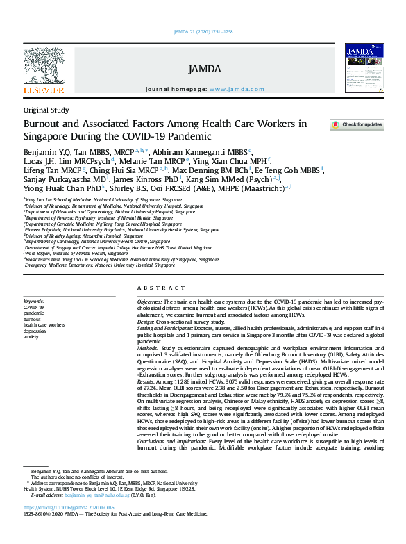 (PDF) Burnout and Associated Factors Among Health Care Workers in ...