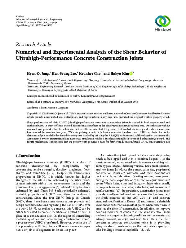 (PDF) Numerical and Experimental Analysis of the Shear Behavior of ...