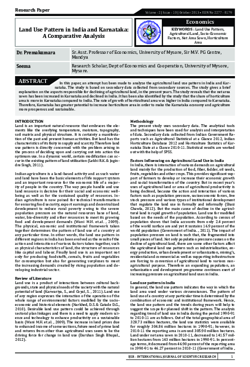 (PDF) Land Use Pattern in India and Karnataka: A Comparative Analysis