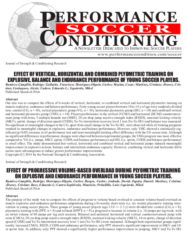 (PDF) Effect of Vertical, Horizontal, and Combined Plyometric Training ...