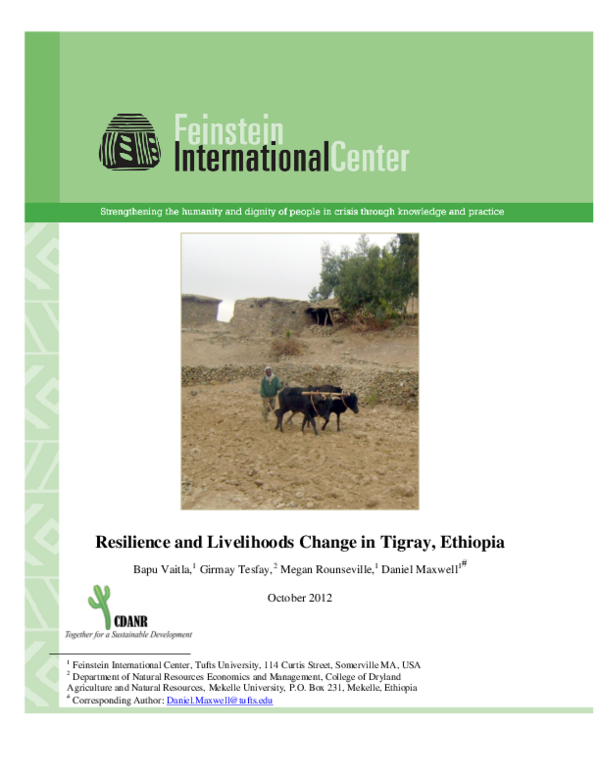 (PDF) Resilience and Livelihoods Change in Tigray , Ethiopia