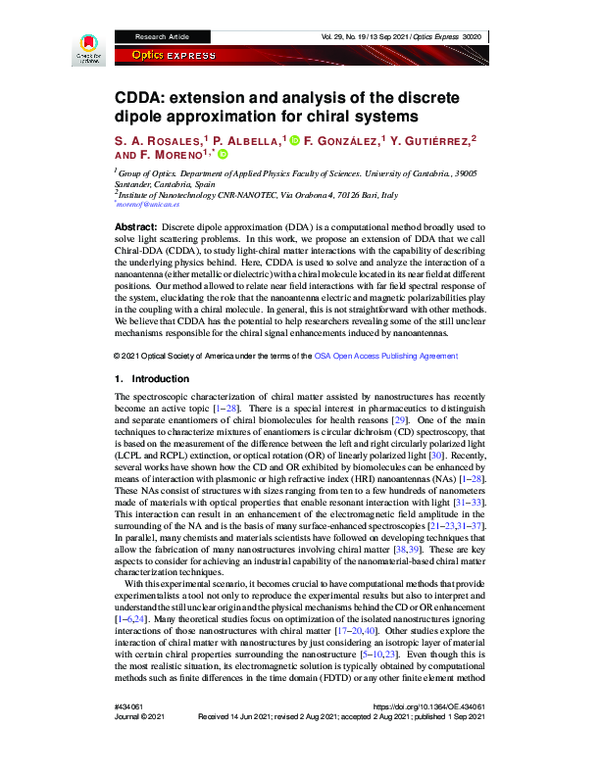 (PDF) CDDA: extension and analysis of the discrete dipole approximation ...