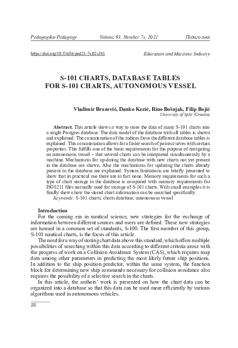 (PDF) S-101 Charts, Database Tables For S-101 Charts, Autonomous Vessel