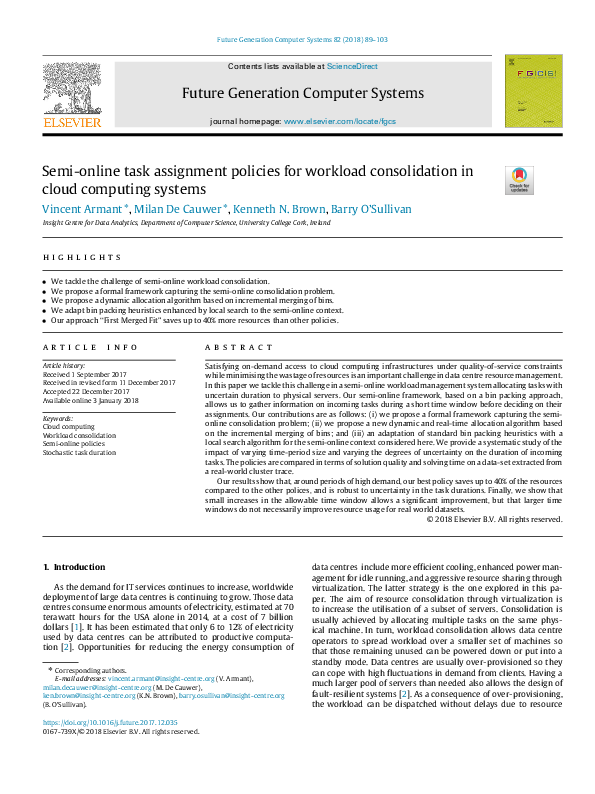 (PDF) Semi-online task assignment policies for workload consolidation ...