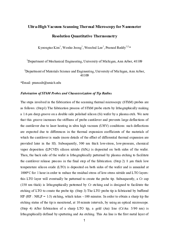 (PDF) Ultra-High Vacuum Scanning Thermal Microscopy for Nanometer ...