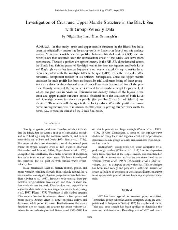 (PDF) Investigation of Crust and Upper-Mantle Structure in the Black ...