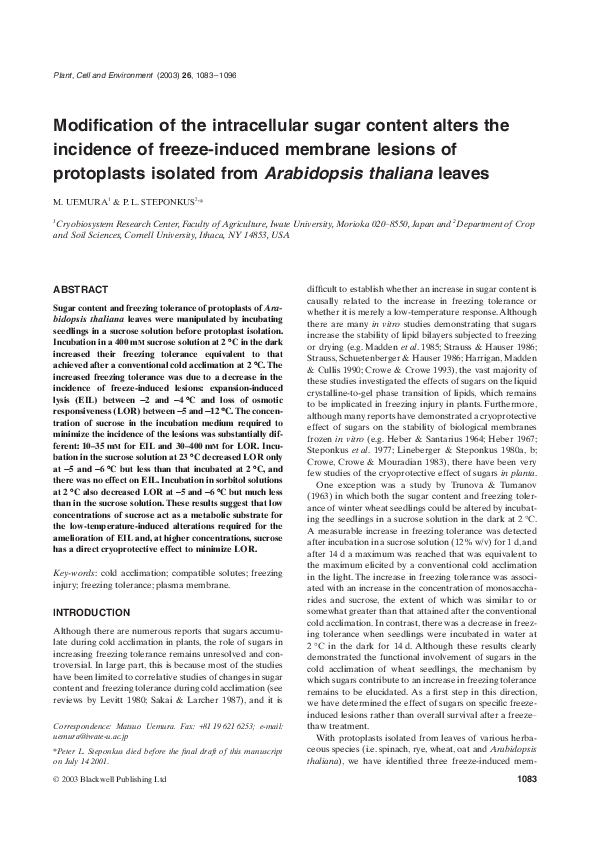 (PDF) Modification of the intracellular sugar content alters the ...