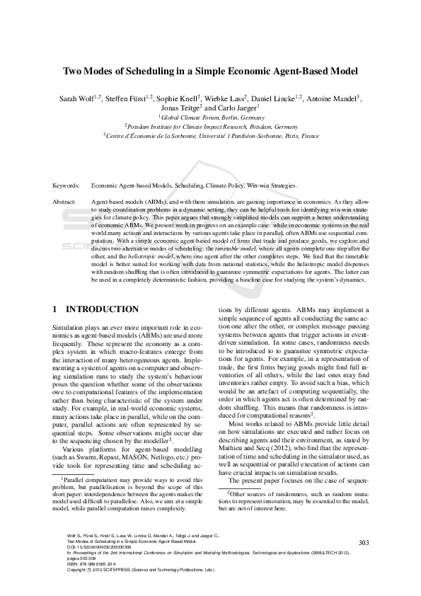 (PDF) Two Modes of Scheduling in a Simple Economic Agent-Based Model