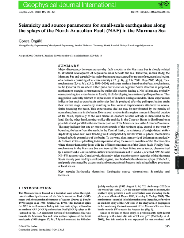 (PDF) Seismicity and source parameters for small-scale earthquakes ...