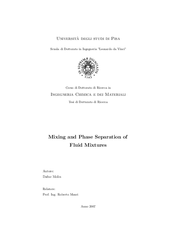 (PDF) Mixing and Phase Separation of Fluid Mixtures