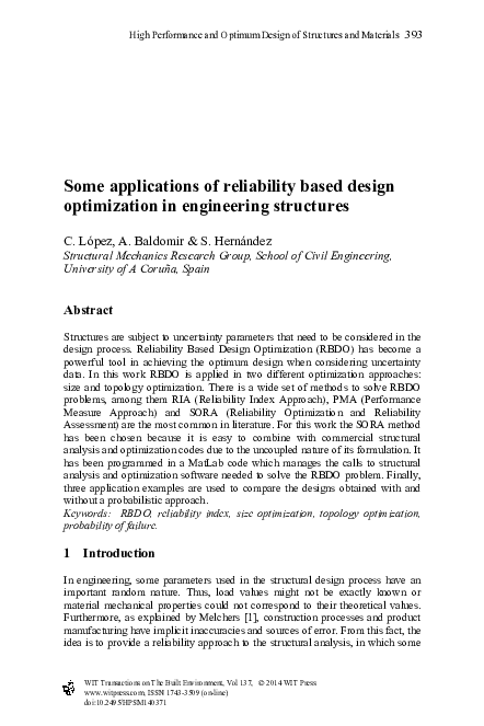 (PDF) Some applications of reliability based design optimization in ...