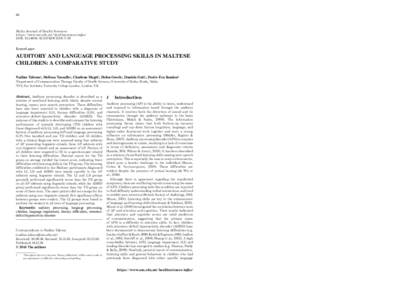 (PDF) Auditory and language processing skills in Maltese children : a ...