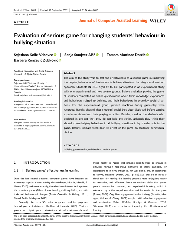 (PDF) Evaluation of serious game for changing students’ behaviour in ...
